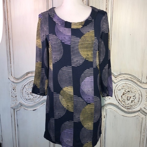 White Stuff Vintage Look Mid Sleeve Roll Collar with Retro Pattern Dress UK 6 - Picture 1 of 12